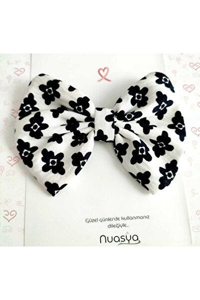 Nuasya Bow Black-White Patterned Luxury Handmade Bow Buckle, Child-Adult Buckle