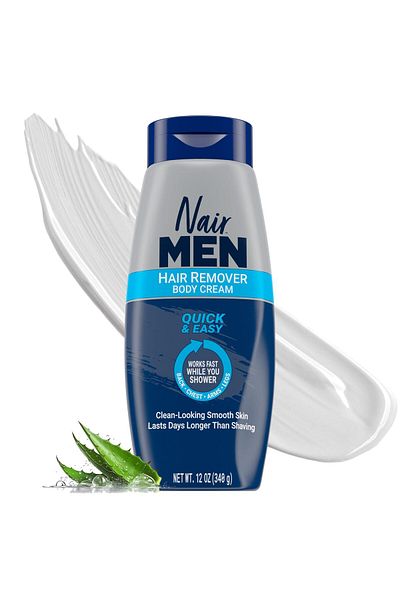 Nair Men Hair Remover Body Cream, Manscape for Smooth Skin for Days, Coarse Hair Removal, 12 oz