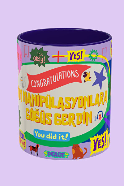 Midas Design كوب بورسلين ملون بتصميم خاص مليء بالتحفيز تحت عنوان "مكافحة التل...