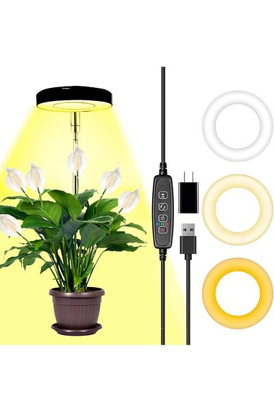 COOYA Grow Lights for Indoor Plants, Full Spectrum LED, Height Adjustable with Auto Timer