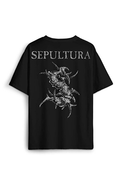 Kendim Seçtim Crna Oversize kroj majica Sepultura Cavalera metal rok muzika B...