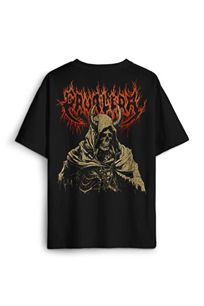 ZOKAWEAR Crna oversize majica Cavalera metal muzika Sepultra gitara bubnjevi ...