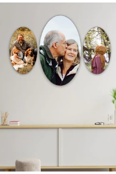 Kişiye Özel 3 Parçalı Dekoratif Oval Tablo