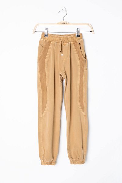 Cansın Mini Mustard Boys' Linen Trousers with Elastic Waist and Legs 20411