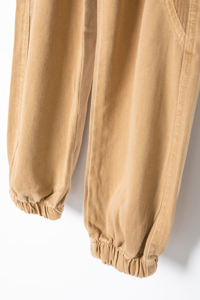 Cansın Mini Hardal Bel ve Paçası Lastikli Erkek Çocuk Keten Pantolon 20411