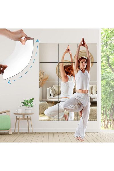 COOYA 4pcs Acrylic Soft Mirror Non-glass Shatterproof Full-length Mirror,20x20cm