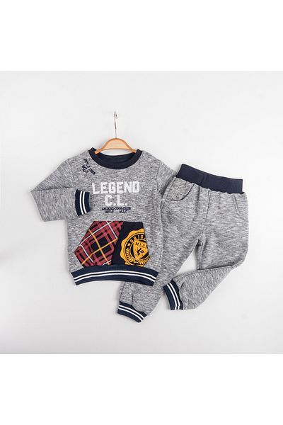 Cool Exclusive Boy's Elastic Sleeves and Waist Sweatshirt 2 Piece Tracksuit Set