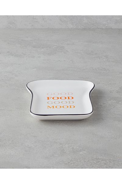 English Home Good Mood Ceramic Cake Plate 13X19 cm Orange-Black