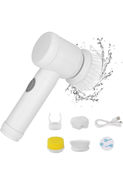 COOYA Electric Spin Scrubber, Rechargeable Cleaning Brush with 3 Brush Heads for Bathroom, Kitchen