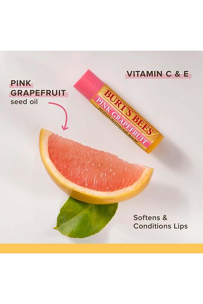 Burt's Bees 100% Natural Moisturizing Lip Balm, Pink Grapefruit with Beeswax & Fruit Extracts, 1 Tube