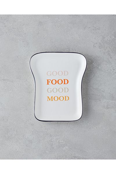 English Home Good Mood Ceramic Cake Plate 13X19 cm Orange-Black