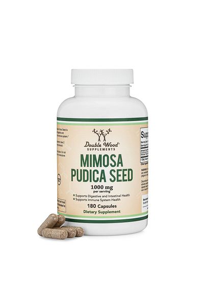 Double Wood Supplements Mimosa Pudica Seed Capsules (180 Caps, 3 Months) 1000mg, Digestive Support, Double Wood