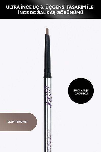 Missha Natural Looking Lasting Waterproof Eyebrow Pencil Ultra Powerproof Brow Slim Pencil (Light Brown)