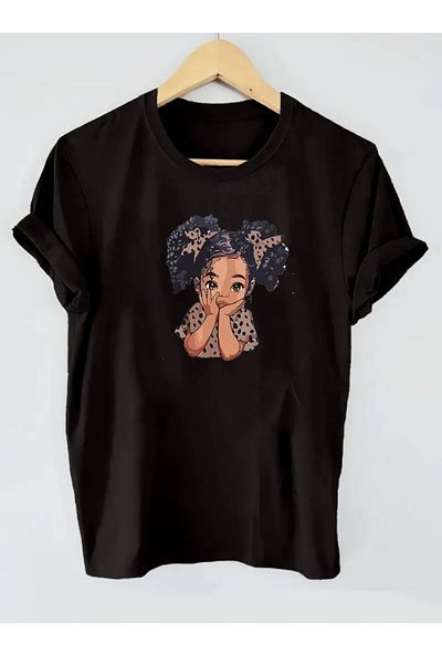 makiteks Μπλουζάκι Unisex Oversize - Printed Girl - Λευκό / Μαύρο / Γκρι