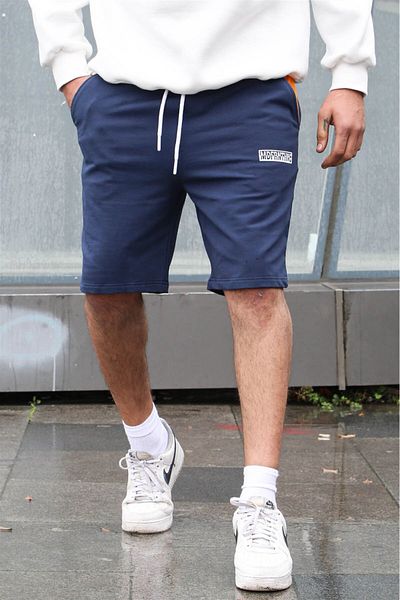 Madmext Pánské kraťasy Capri s potiskem v námořnické modři 5487