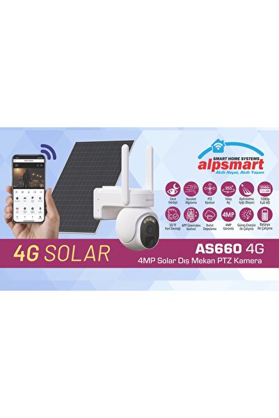 Alpsmart As660 4g 4mp Solar Dış Mekan Ptz Güneş Enerjili Kablosuz Solar Kamera