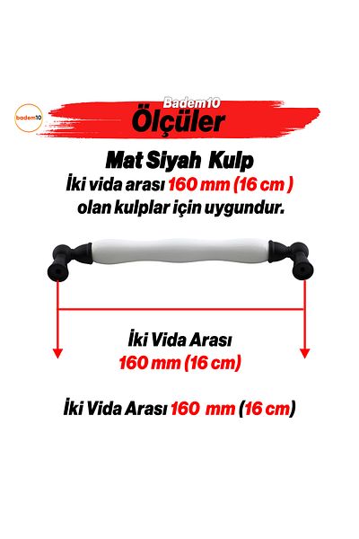 Badem10 Domaniç Porțelan Negru Mat 160 Mm Mobilier Bucătărie Sertar Dulap Dulap Mâner Capac Mâner Mânere