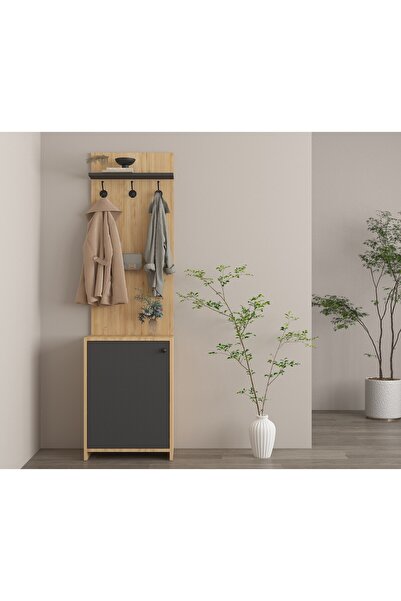 BGR MOBİLYA Antrasit- Safir Meşe Portmanto