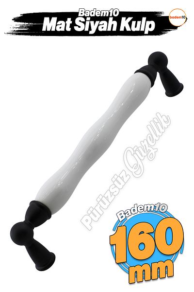 Badem10 Domaniç Porțelan Negru Mat 160 Mm Mobilier Bucătărie Sertar Dulap Dulap Mâner Capac Mâner Mânere