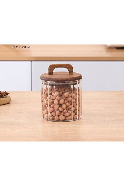 MİEN Esyhome Akasya Kapaklı Kavanoz 650 ml