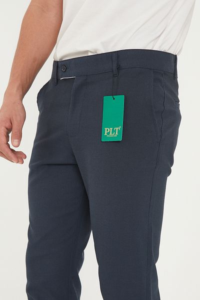 Zoom King New Season Men's Navy Blue Color Quality Flexible Ankle Length Fabric Trousers