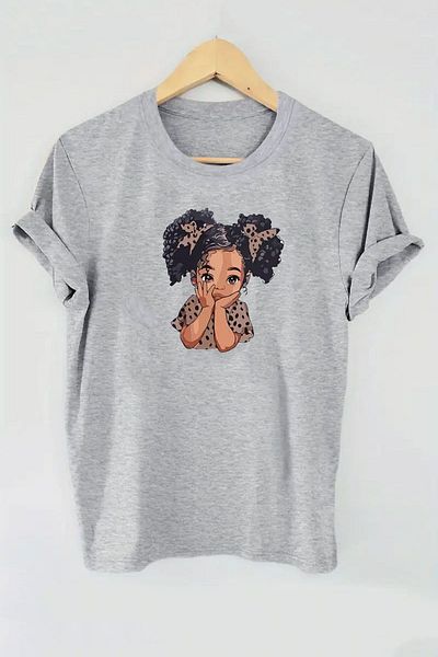 makiteks Μπλουζάκι Unisex Oversize - Printed Girl - Λευκό / Μαύρο / Γκρι