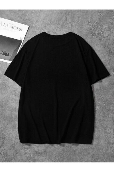ervafashion Siyah Basic Düz Baskısız Oversize Unisex T-shirt Günlük Rahat