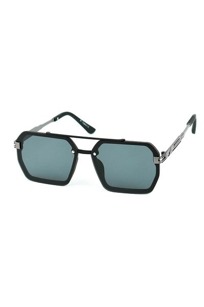 Di Caprio Unisex Matte Black Uv400 Protected Geometric Model Sunglasses