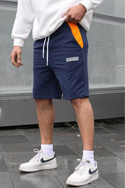Madmext Pánské kraťasy Capri s potiskem v námořnické modři 5487