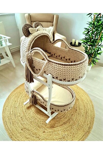 Ms Özel Tasarım El Emeği Örgü Başlıklı Puset( Ahşap Stand Ve Başlıksız Yatak ...