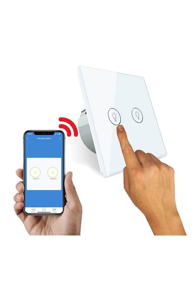 ALPSMART As-872eu Touch Dual - مفتاح حائط ذكي مزدوج واي فاي