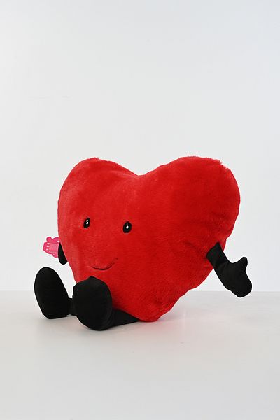 Pufu Toys Plush Pillow - 40 Cm, Red and Embroidered Heart Gift for Lover