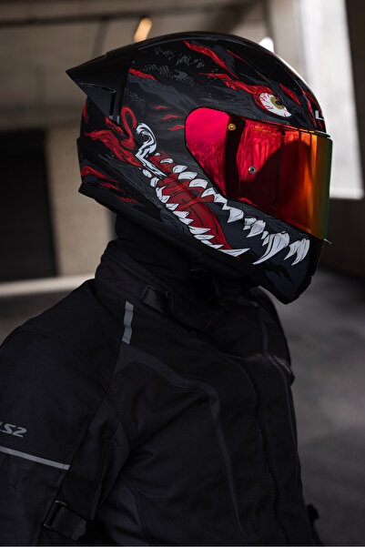 LS2 RAPID 2 RACE KAIJU MAT SİYAH-KIRMIZI-BEYAZ KASK