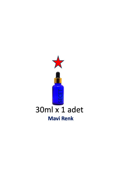 LAB Damlalık, 30ml Damlalıklı Cam Mavi renk Şişe, Metal Gold Sızdırmaz Kapaklı Dropper Damlalık