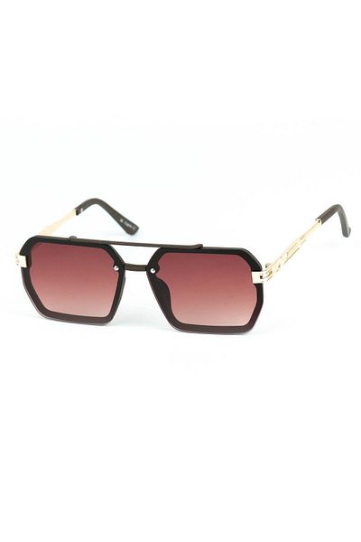 Di Caprio Unisex Brown Uv400 Protected Geometric Model Sunglasses
