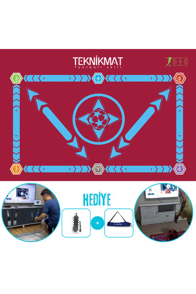 TEKNİKMAT كرة القدم MATI BORDO BLUE - 120 فيديو تدريب احترافي مدى الحياة - جوارب مضادة للانزلاق مع هدية