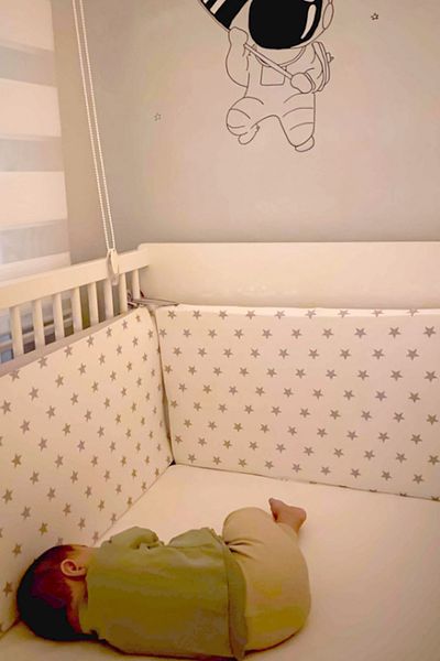 Jaju Baby Gray Starry 60X120 cm Edge Protection Crib Protector Cushion Customized Size 60*120cm