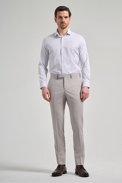 İmza Light Cream Flexible Slim Fit Classic Trousers with Side Pockets 1003250106