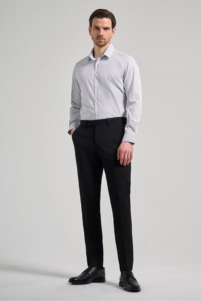 İmza Black Flexible Slim Fit Classic Trousers with Side Pockets 1003250106