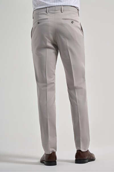 İmza Light Cream Flexible Slim Fit Classic Trousers with Side Pockets 1003250106