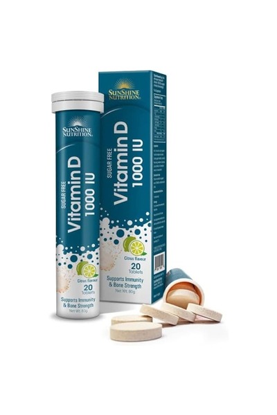Sunshine Nutrition Nutrition Vitamin D 1000 Iu - Citrus Flavor, 20 Tablets