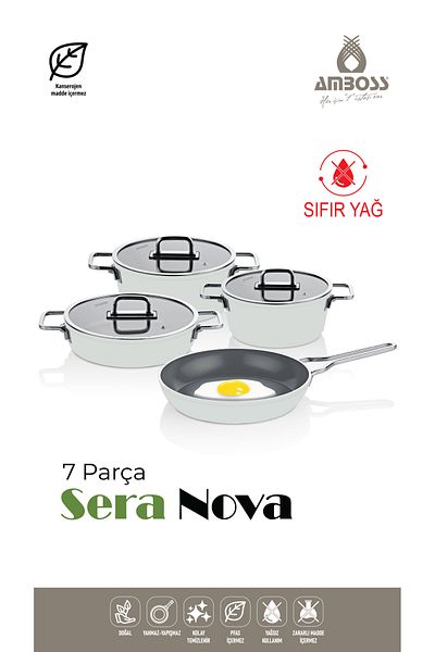 Amboss Sera Nova 7 Piece Ceramic Pot & Pan Set White