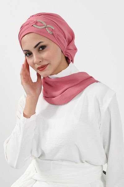 Aisha's Design عمامة جاهزة من قماش Aerobin - مع إكسسوارات، HT-94