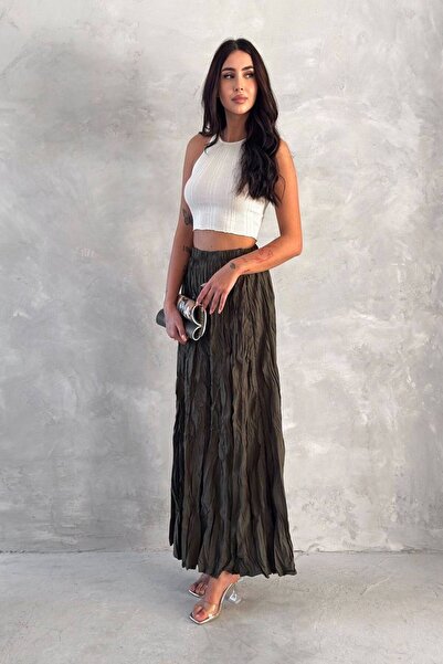 Brood Літня плісирована спідниця-максі з тканини в складку з еластичною талією