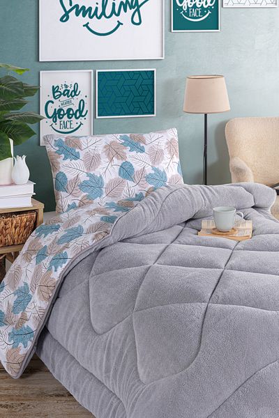 Eponj Home Single Comfort Set New Generation Wellsoft Quilt 2 Piece Flower Powder