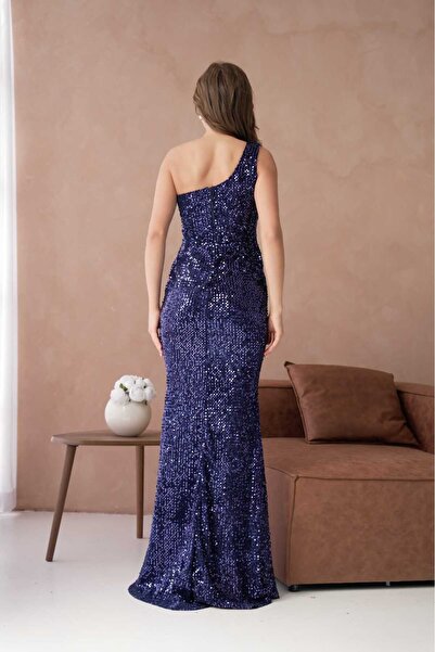 CİXAPLE Rochie de seară cu paiete cu un singur umăr