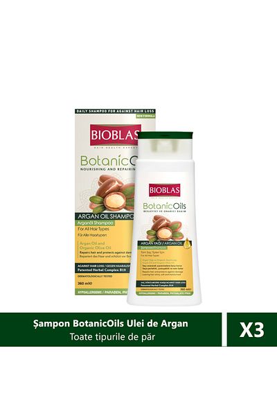 Bioblas Bioblas Nourishing and Repairing Shampoo Argan Oil and Organic Olive Oil, 360ml X3 pieces