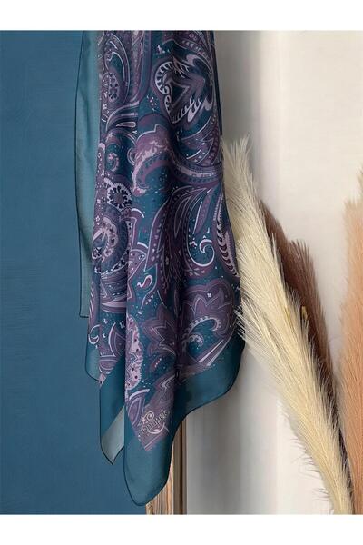 Merwiss شال نسائي من القطن الناعم ذو اللون الأرجواني والأخضر