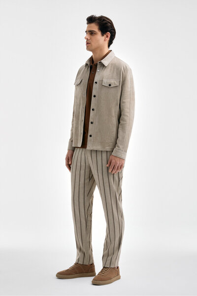 W Collection Beige Tube Leg Sports Pants