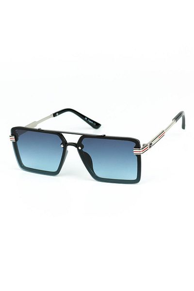 Di Caprio Men's Silver Black Uv400 Protection Rectangular Model Sunglasses